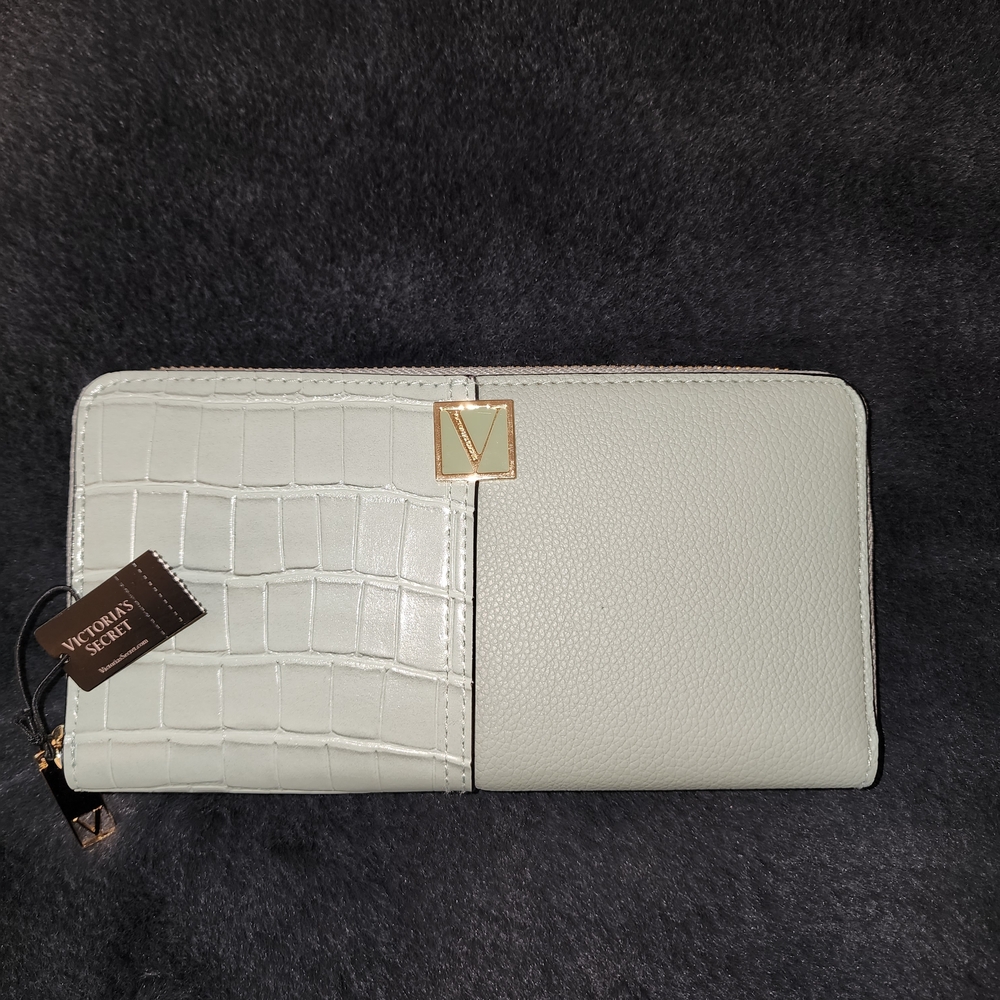 Victoria's Secret Light Blue Croc-Embossed Wallet